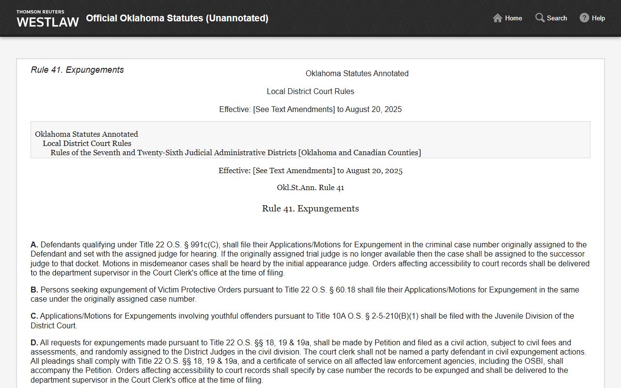 Latimer County arrest records sealed or expunged under Oklahoma law