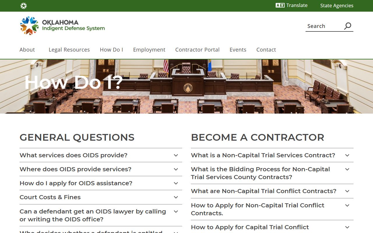 Latimer County criminal court records and OIDS court-appointed counsel application guidance