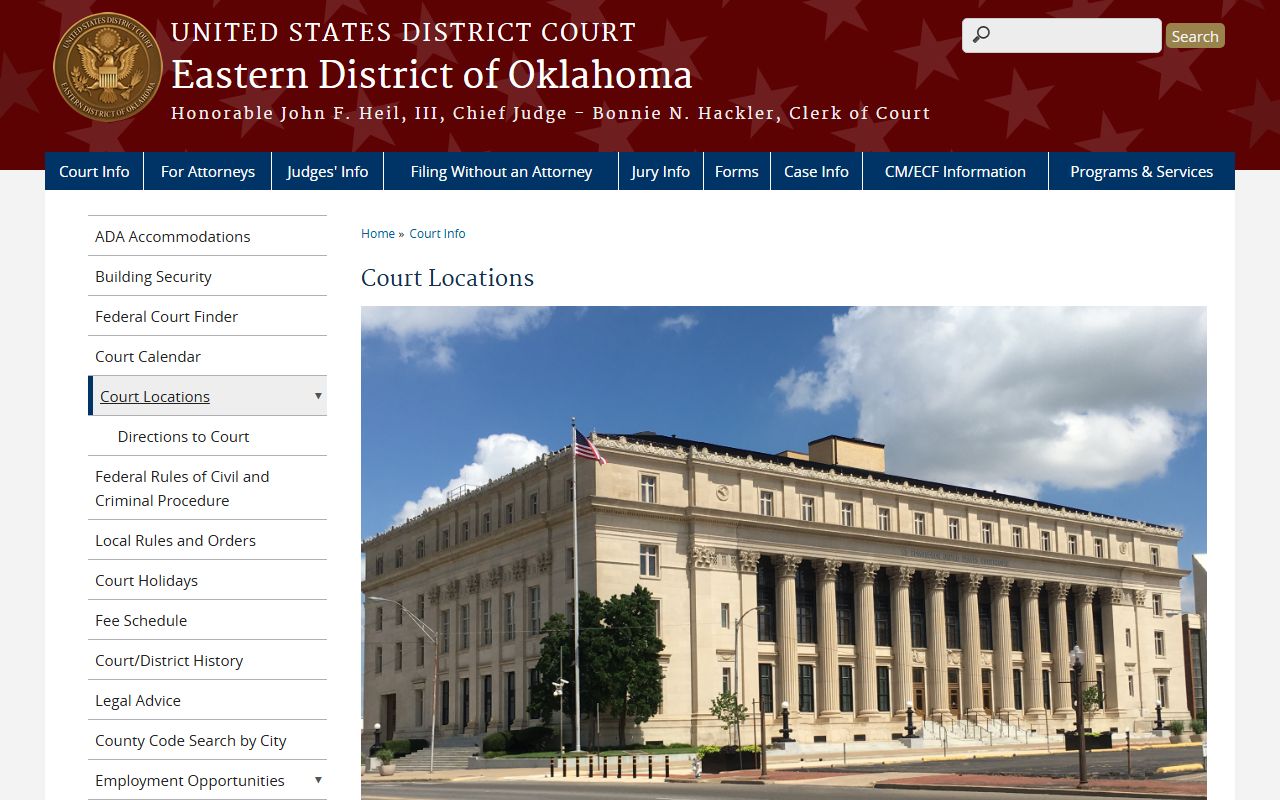 Latimer County District Court federal courthouse location in Muskogee