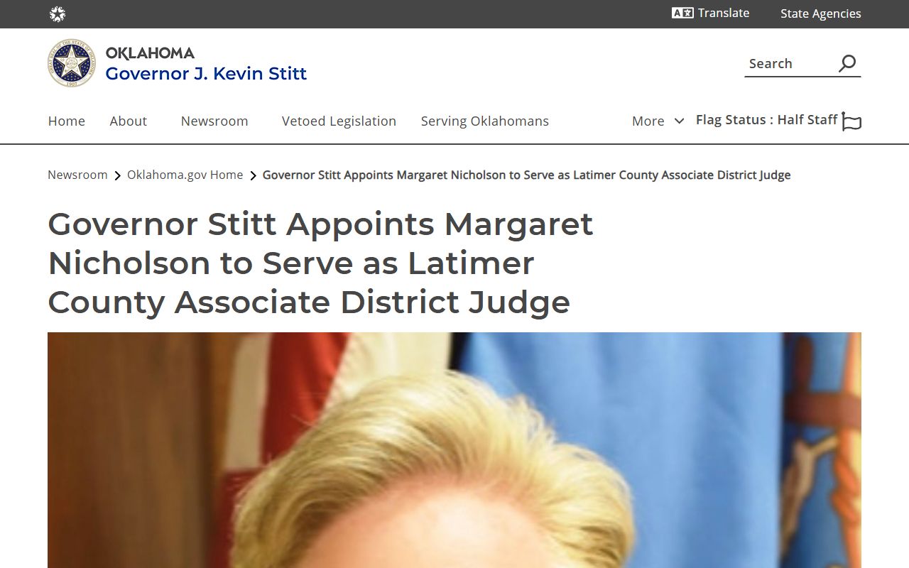 Latimer County District Court judge appointment announcement