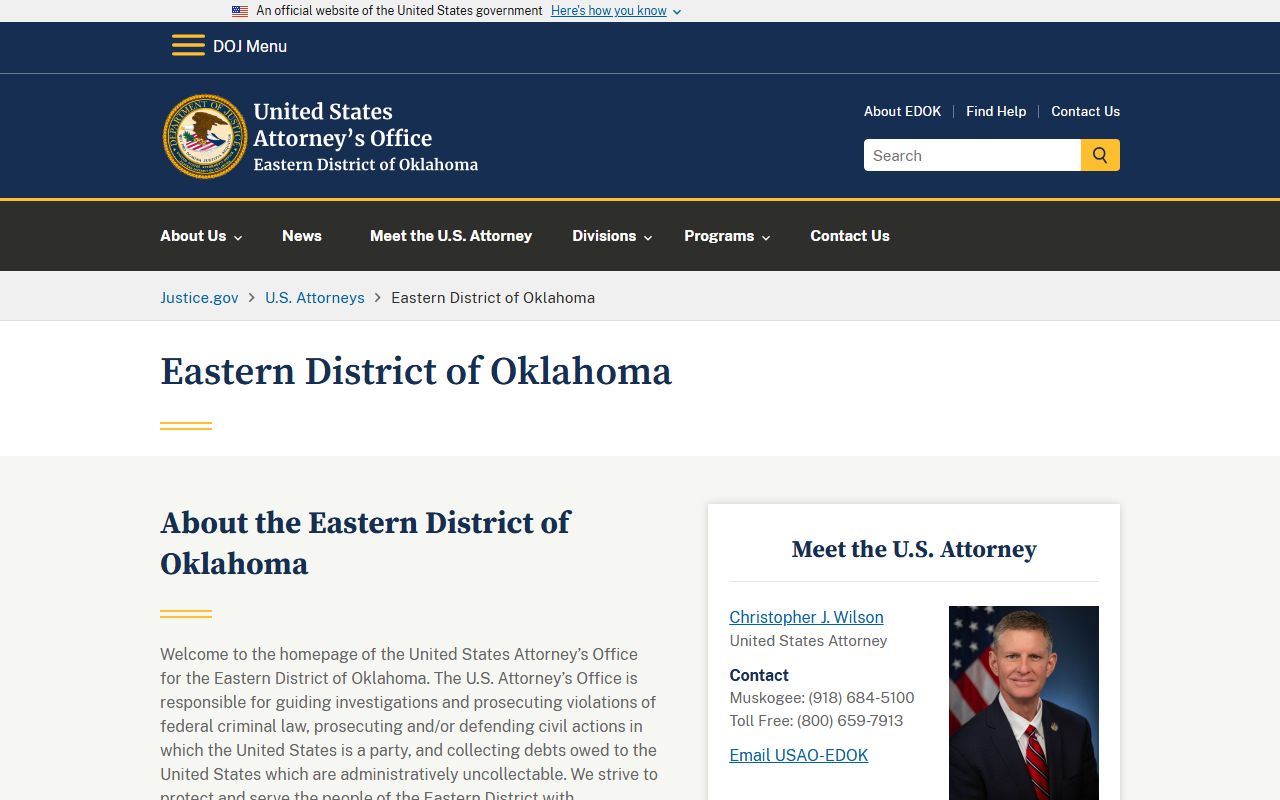 Latimer County District Court federal prosecution by the U.S. Attorney