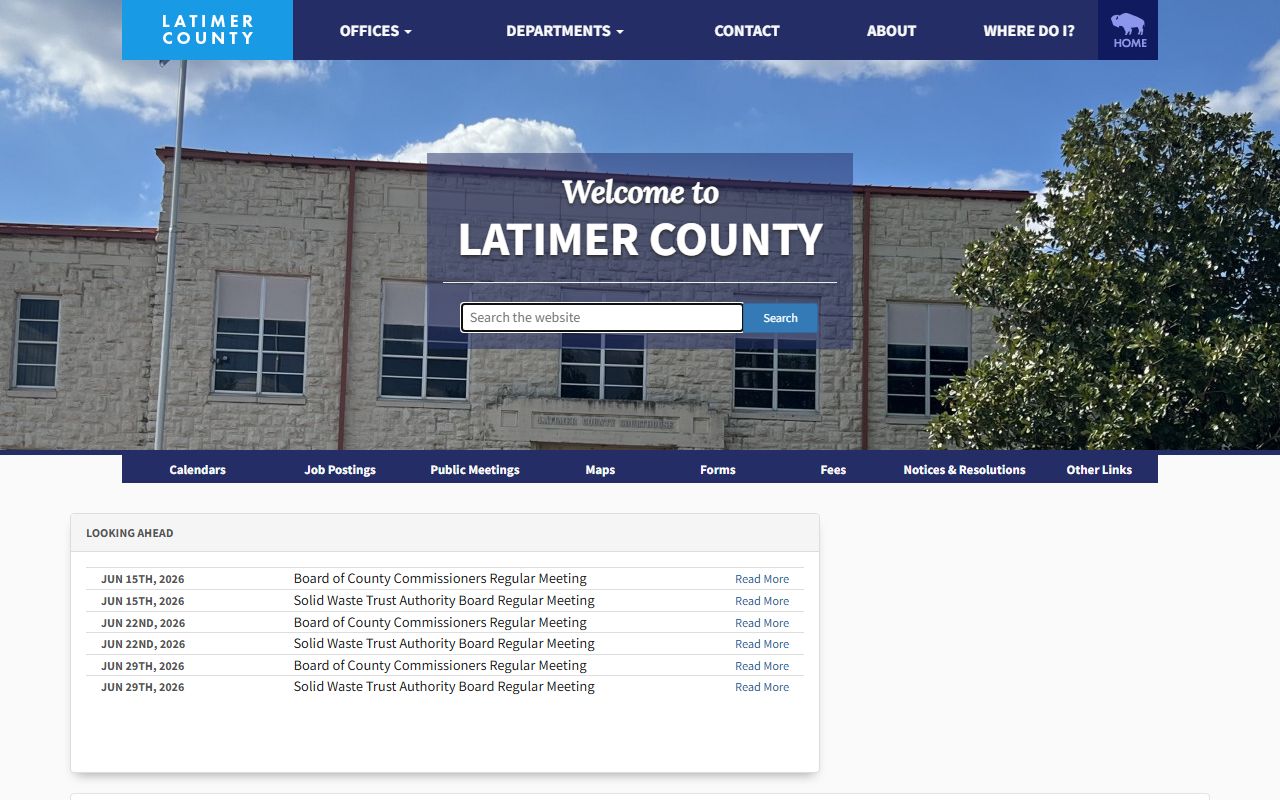 Latimer County court records hub on the official county government website