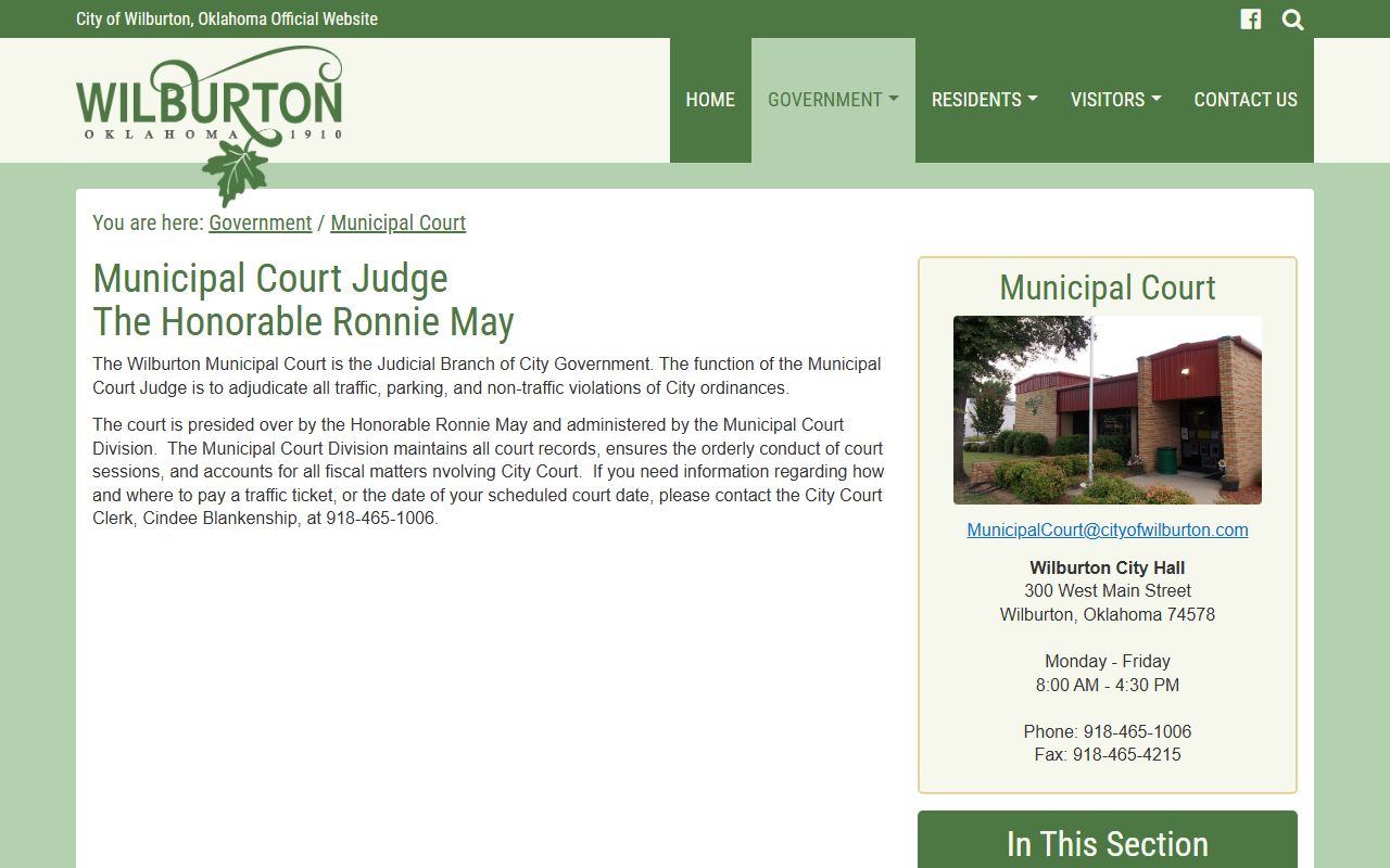 Latimer County court records for city cases at the Wilburton Municipal Court