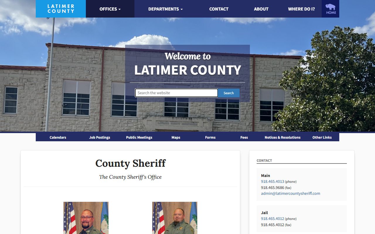 Latimer County court records link from the Sheriff jail and custody page