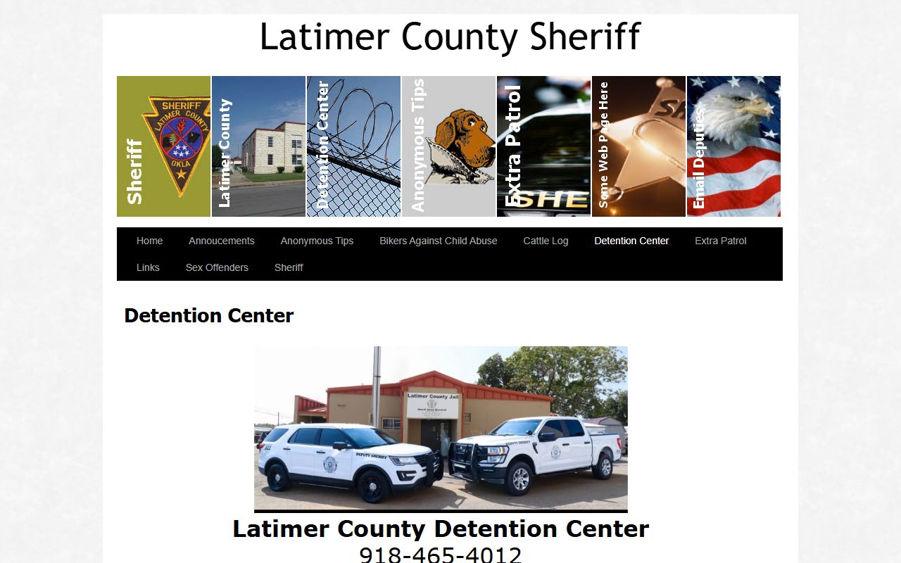 Latimer County jail inmate roster on the sheriff detention center page