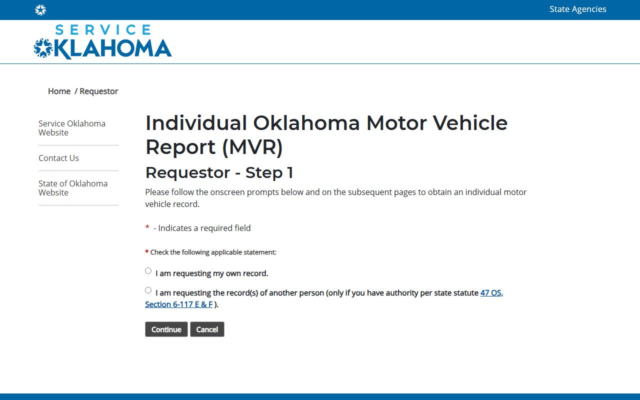 Latimer County drivers request a state traffic and driver record through Service Oklahoma