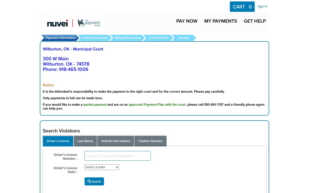 Latimer County traffic ticket payment portal for Wilburton Municipal Court citations