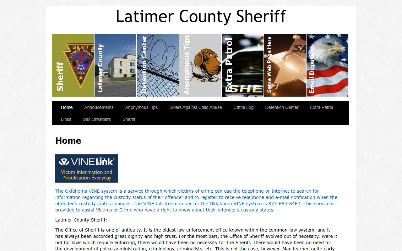 Latimer County Sheriff website used for a warrant search