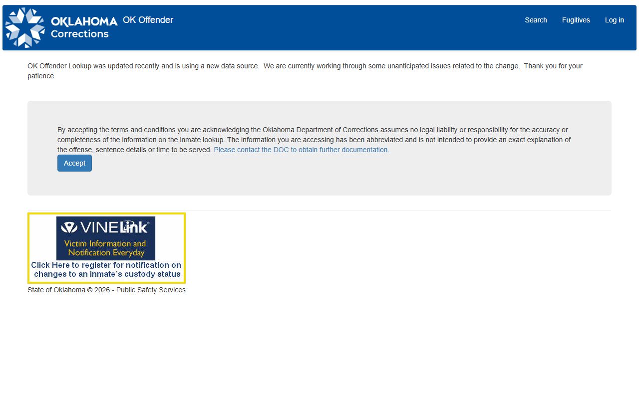 Oklahoma DOC Offender Lookup for Latimer County custody after a warrant